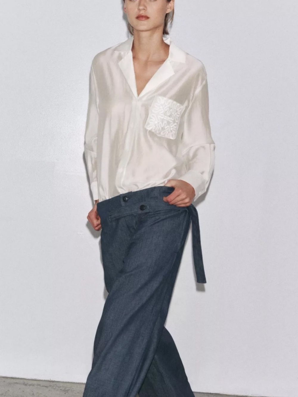 NWT Zara Limited Edition ZW Collection Embroidered Classy Motif Blouse